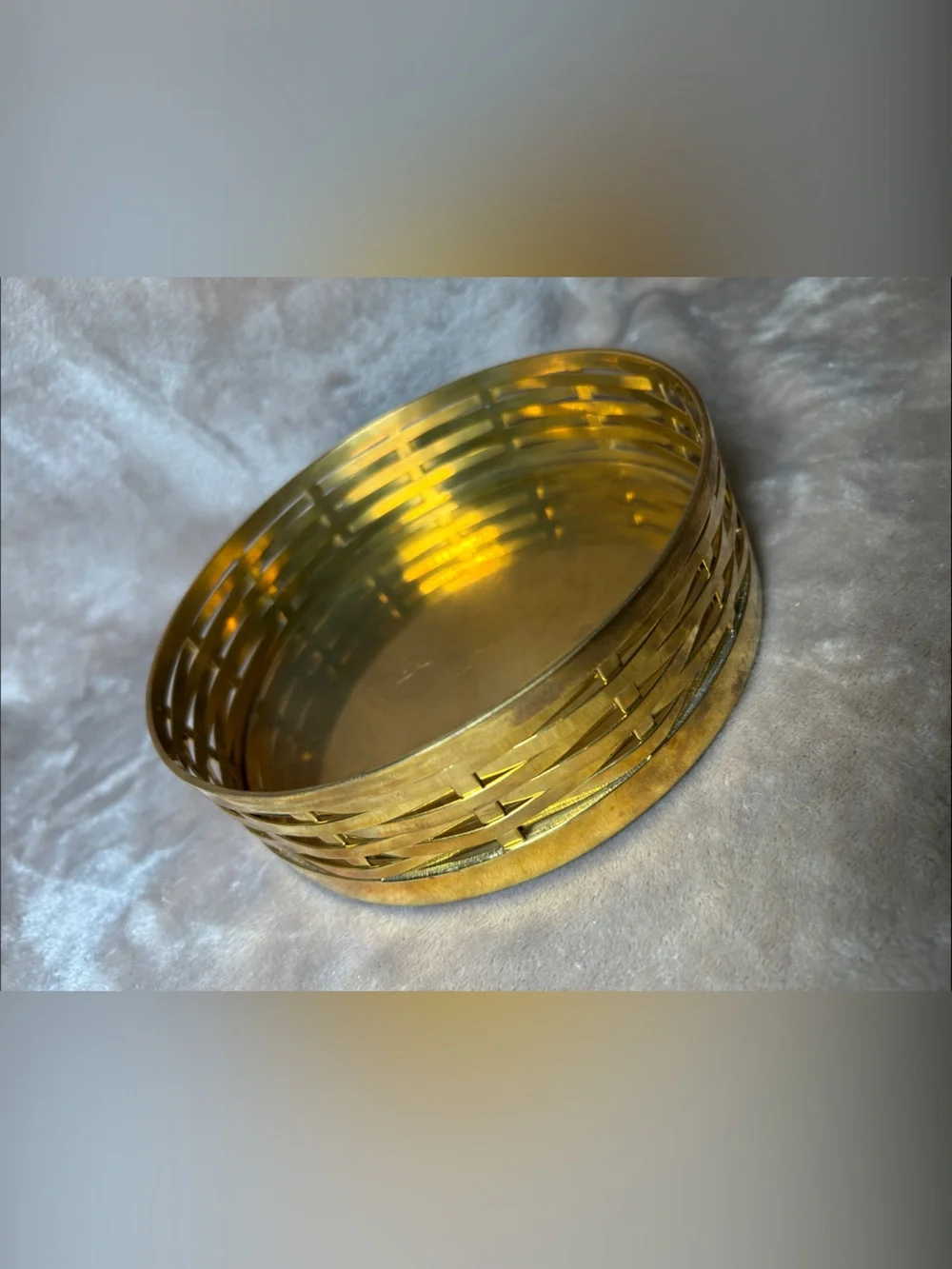 Ralph Lauren Home Gold Tone Brass Woven Luxury Trinket Catchall Bowl Vanity Tray